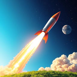 A stunning digital art poster depicting a rocket launch