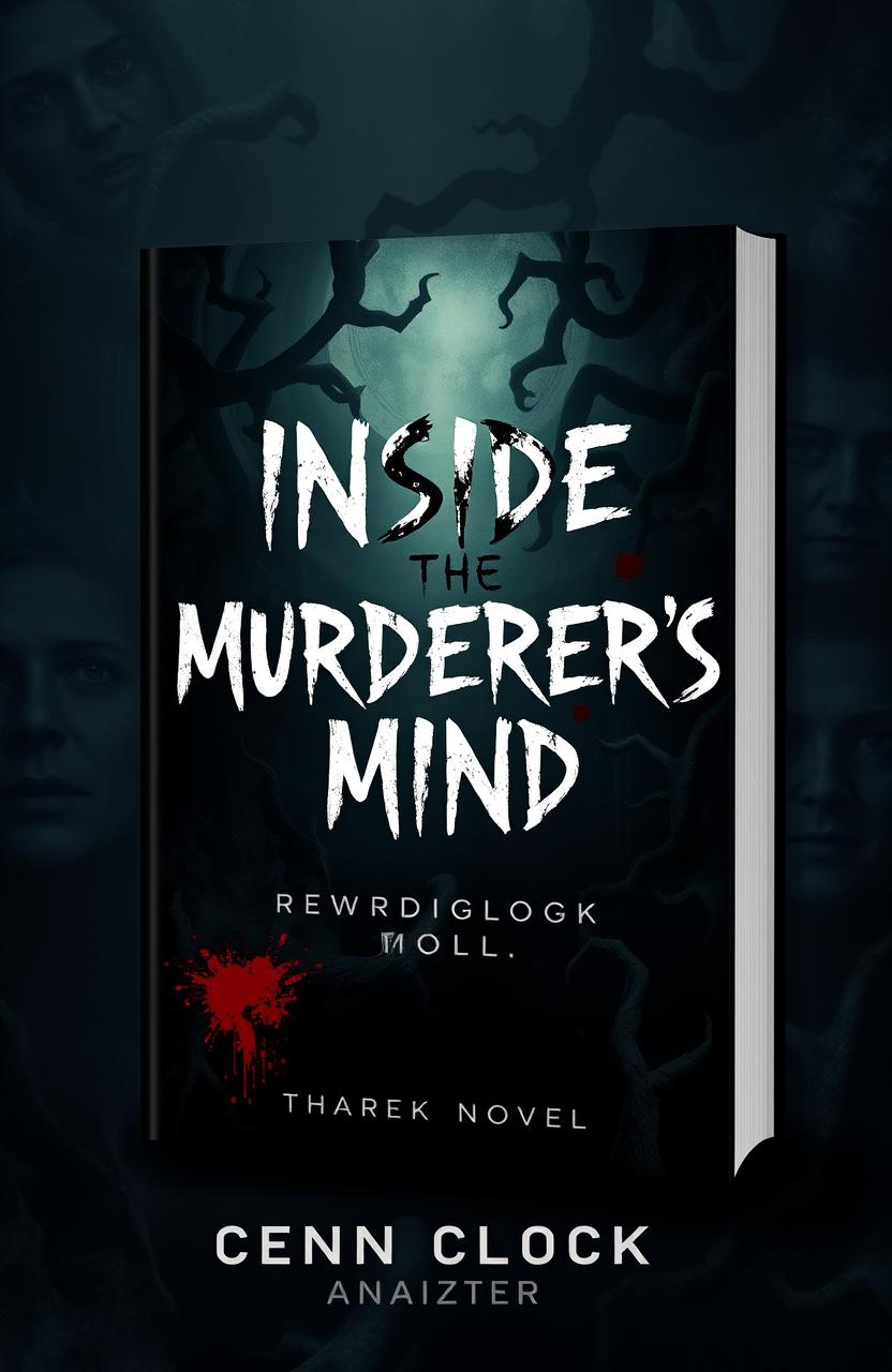 Book cover design for a horror novel titled 'INSIDE THE MURDERER'S MIND', inspired by themes found in 'The Maze Runner'