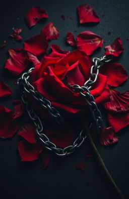 A striking visual of a broken red rose, symbolizing forbidden love and violence