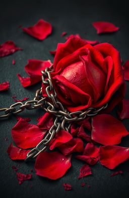 A striking visual of a broken red rose, symbolizing forbidden love and violence