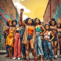 A powerful scene depicting feminine strength and empowerment