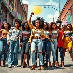 A powerful scene depicting feminine strength and empowerment