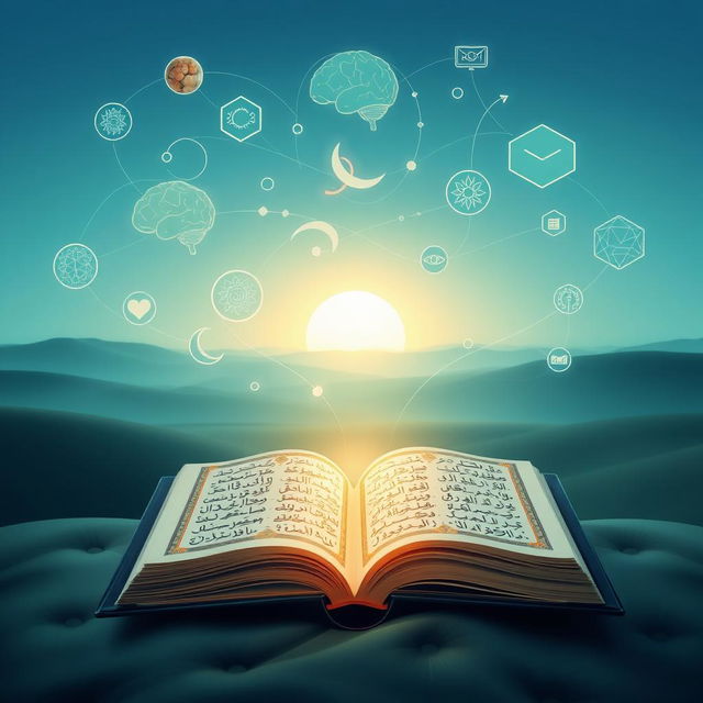 An artistic representation illustrating the relationship between the Quran and psychology