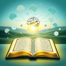 An artistic representation illustrating the relationship between the Quran and psychology