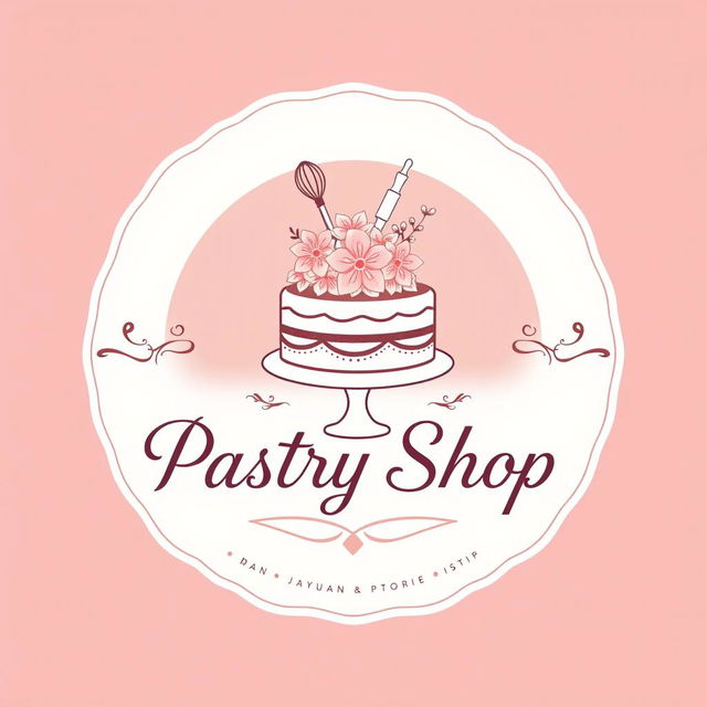 A beautifully designed logo for a pastry shop, featuring elegant typography and a soft color palette of pastels