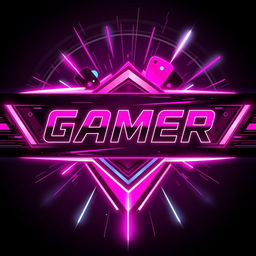 A vibrant gamer-themed banner featuring a dynamic design in pink and black color schemes