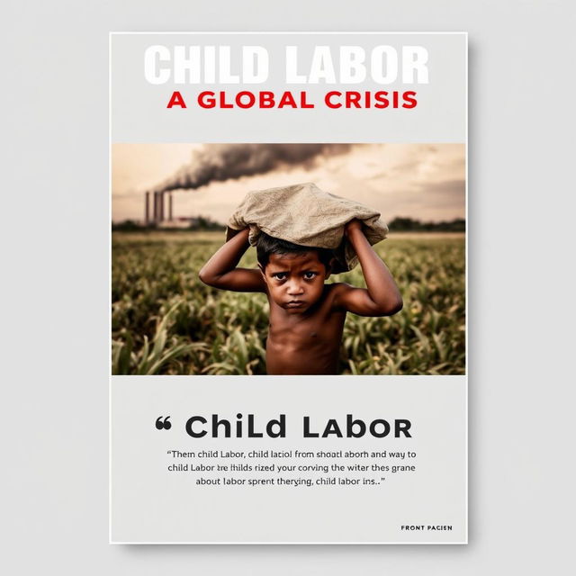 A powerful and thought-provoking front page design for an assignment on child labor