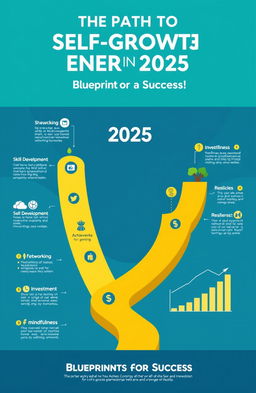 An inspiring and motivational infographic illustrating 'The Path to Self-Growth and Earning in 2025: A Blueprint for Success'