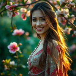 A stunning portrait of a woman, showcasing her captivating features and elegance