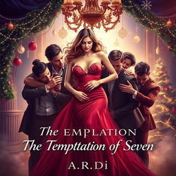 An enchanting book cover for the romance novel 'The Temptation of Seven' by 'A