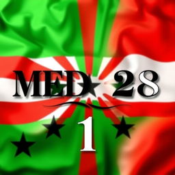 An artistic representation featuring the phrase 'MED 28' prominently displayed in a bold, elegant font at the center of the image, with the number '1' beneath it in a smaller, refined font, styled in Latin