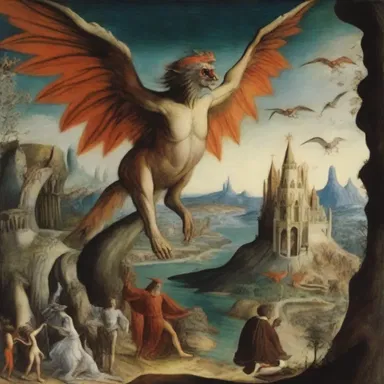 In the dantesque world of Dante Alighieri's Divine Comedy, fantastical creatures and magical landscapes abound.