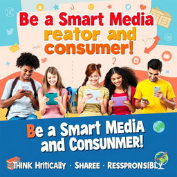 A vibrant digital poster aimed at high school students promoting responsible media use and production