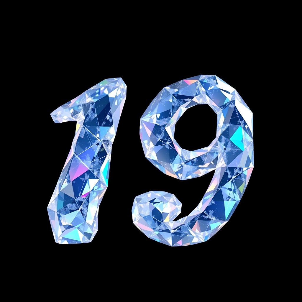 A stunning visual representation of the number '19' set against a deep black background