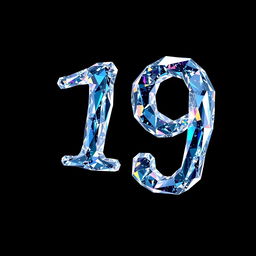 A stunning visual representation of the number '19' set against a deep black background