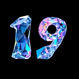 A stunning visual representation of the number '19' set against a deep black background