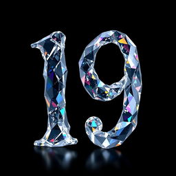 A stunning visual representation of the number '19' set against a deep black background