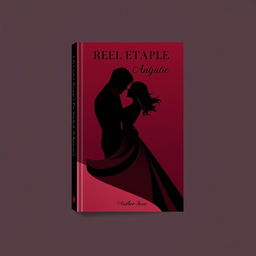 A captivating book cover design featuring an abstract representation of a couple in an intimate embrace, illustrated in the colors black and burgundy only