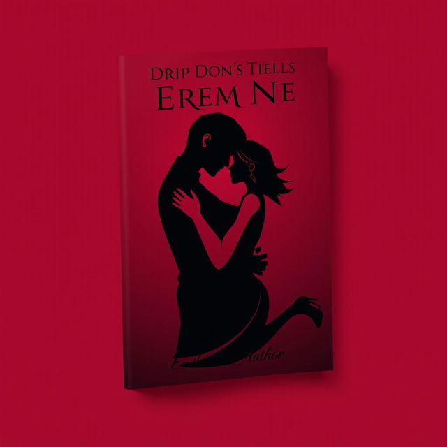 A captivating book cover design featuring an abstract representation of a couple in an intimate embrace, illustrated in the colors black and burgundy only