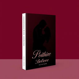A captivating book cover design featuring an abstract representation of a couple in an intimate embrace, illustrated in the colors black and burgundy only