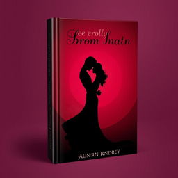 A captivating book cover design featuring an abstract representation of a couple in an intimate embrace, illustrated in the colors black and burgundy only