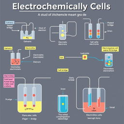 A comprehensive and detailed illustration of electrochemical cells as studied in 12th-grade chemistry