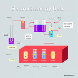 A comprehensive and detailed illustration of electrochemical cells as studied in 12th-grade chemistry