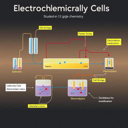 A comprehensive and detailed illustration of electrochemical cells as studied in 12th-grade chemistry