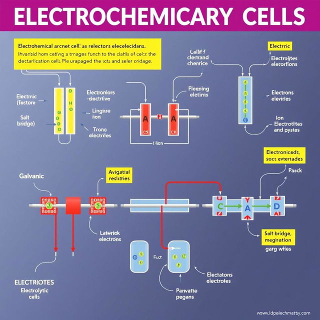 A comprehensive and detailed illustration of electrochemical cells as studied in 12th-grade chemistry