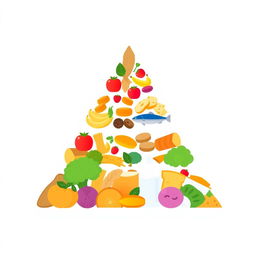 A food pyramid design with no background, focusing entirely on the pyramid itself
