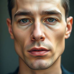 A close-up of a man with a significantly thinner face, featuring prominent high cheekbones and a defined jawline