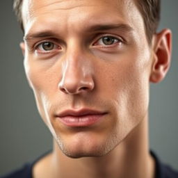 A close-up of a man with a significantly thinner face, featuring prominent high cheekbones and a defined jawline