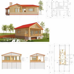 A detailed architectural design of a house spanning 28 feet by 45 feet, complete with floor plans, rooms, and exterior design.