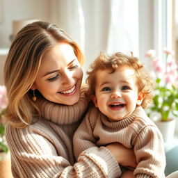 A serene and loving portrait of a mother with her child, capturing a warm and nurturing moment