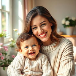 A serene and loving portrait of a mother with her child, capturing a warm and nurturing moment