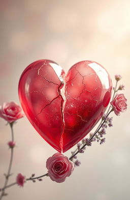 An artistic representation of a fractured heart, beautifully depicted with intricate details