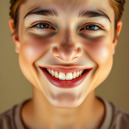 A close-up image of a smiling person showcasing bright yellow teeth, against a neutral background that highlights the teeth's color