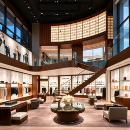 A large, elegant Carolina Herrera store interior, showcasing its luxurious fashion collections on the ground floor
