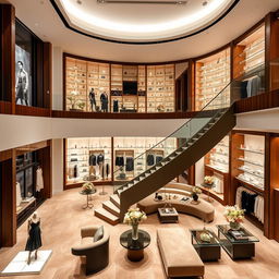 A large, elegant Carolina Herrera store interior, showcasing its luxurious fashion collections on the ground floor