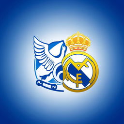 A creative fusion of the logos of Esteghlal Iran and Real Madrid football team, seamlessly blended into one cohesive design