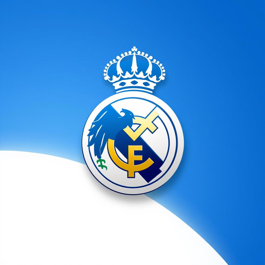 A creative fusion of the logos of Esteghlal Iran and Real Madrid football team, seamlessly blended into one cohesive design