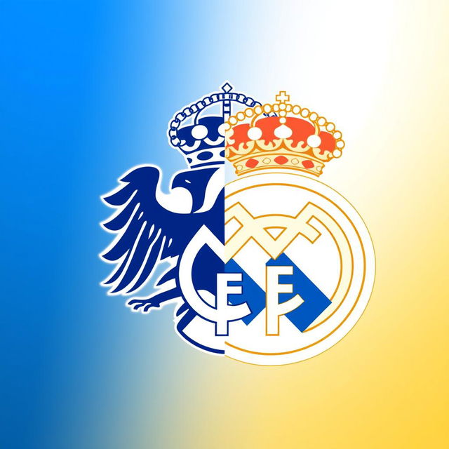 A creative fusion of the logos of Esteghlal Iran and Real Madrid football team, seamlessly blended into one cohesive design