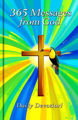 A vibrant and colorful book cover sized 10x15 for a daily devotional titled '365 Messages from God'
