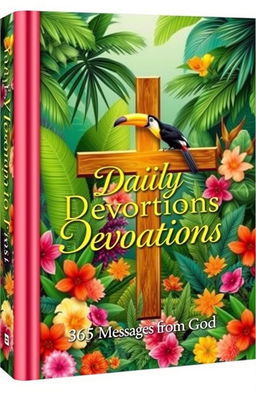 A vibrant and colorful book cover for a devotional titled "Daily Devotions: 365 Messages from God"