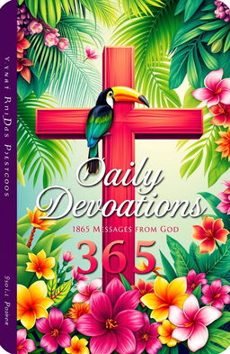 A vibrant and colorful book cover for a devotional titled "Daily Devotions: 365 Messages from God"