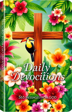 A vibrant and colorful book cover for a devotional titled "Daily Devotions: 365 Messages from God"