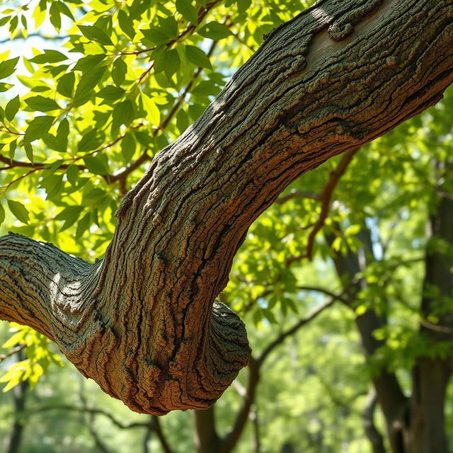 A detailed image showcasing a strong and flexible oak tree branch