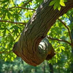 A detailed image showcasing a strong and flexible oak tree branch