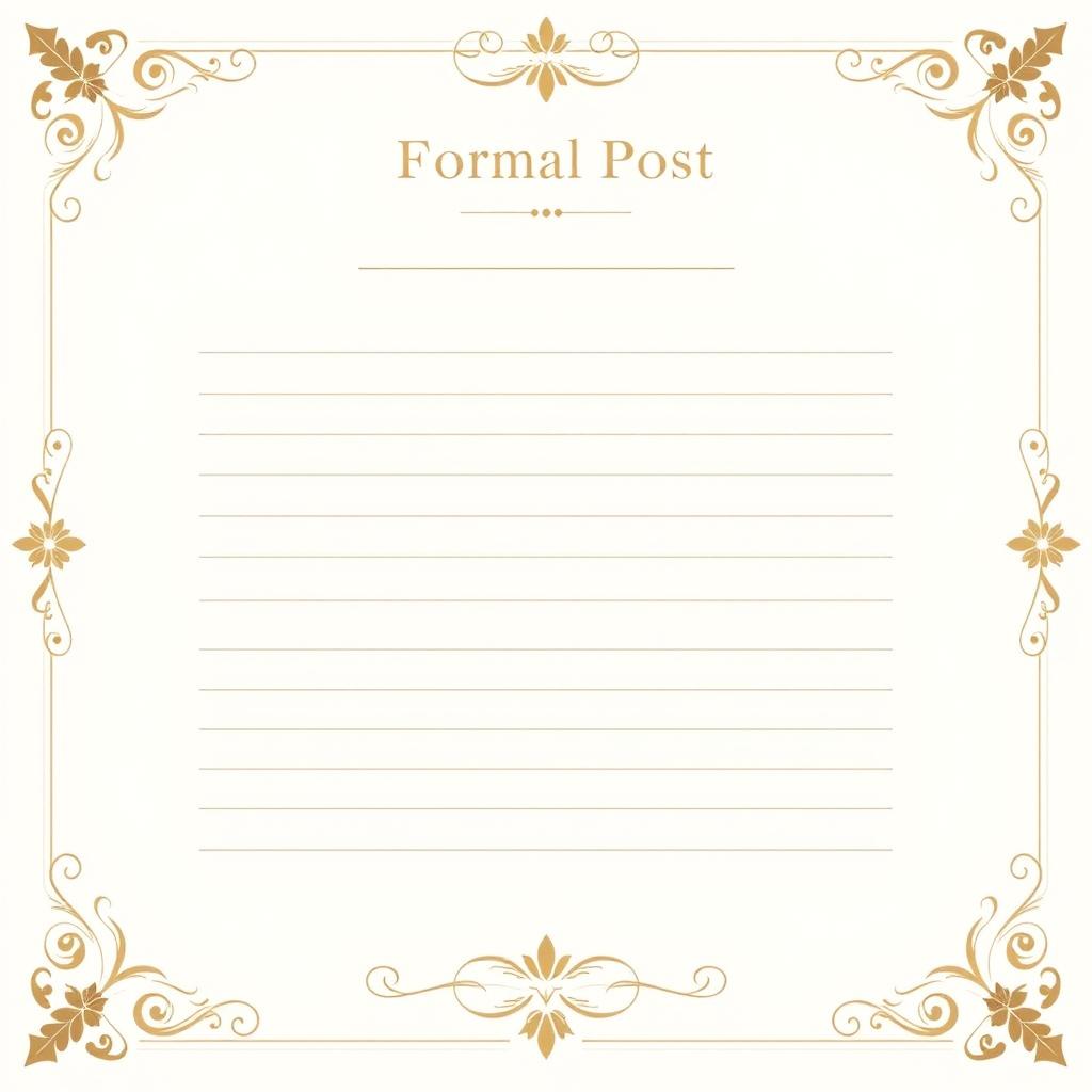 A formal post template with ample space for writing, featuring elegant design elements