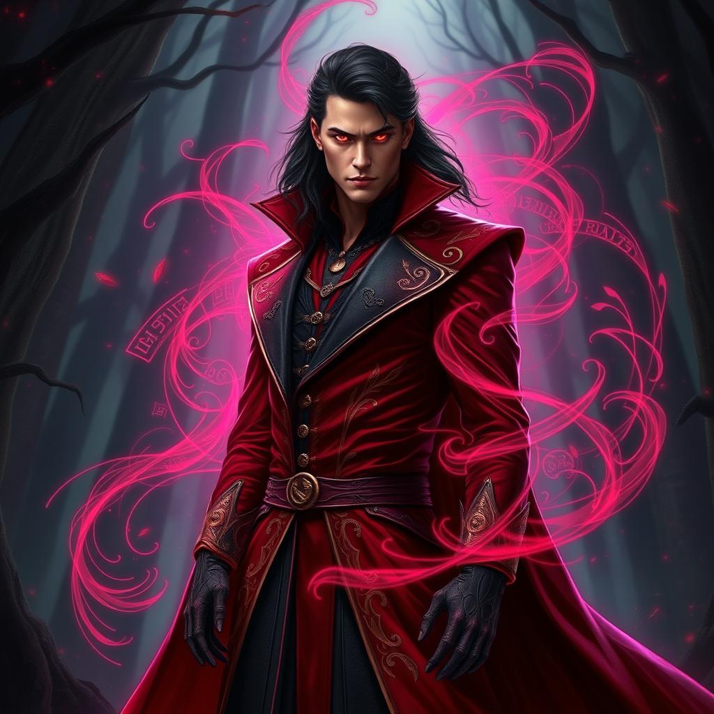 A striking male version of the Scarlet Witch, showcasing a unique twist on the classic character